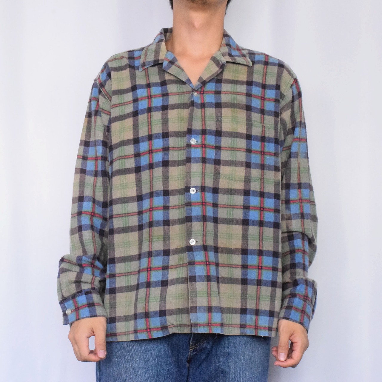 60s 60年代 アメリカ製 長袖 オープンカラーシャツ| ビンテージ古着屋