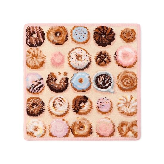 モグモグドーナツ ハンカチ（WEB限定）(ベージュ×ペールブルー