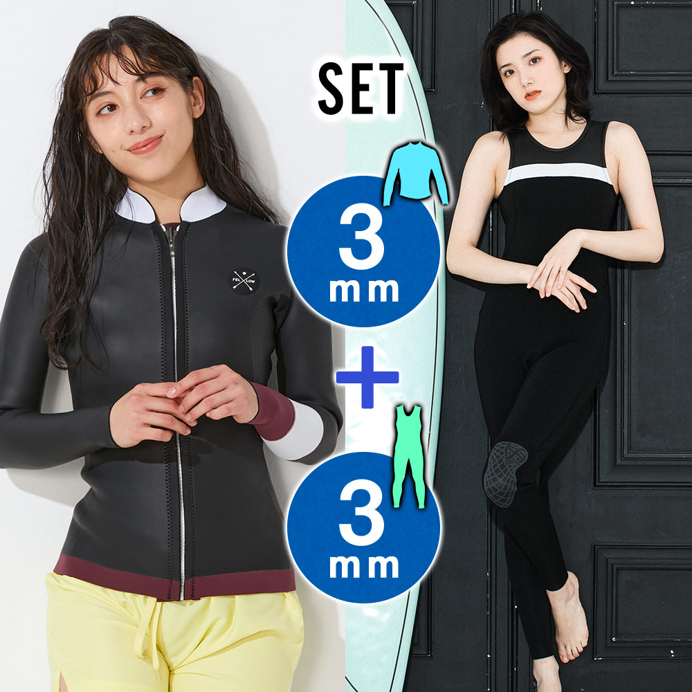 FELLOW レディース ロングジョン3mm ＆ スキンタッパー3mm セット S