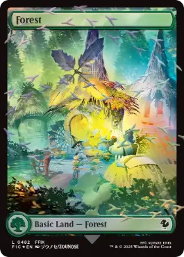 チョコボトラック・Foil】(482)□フルアート□《森/Forest》[FIC] 土地