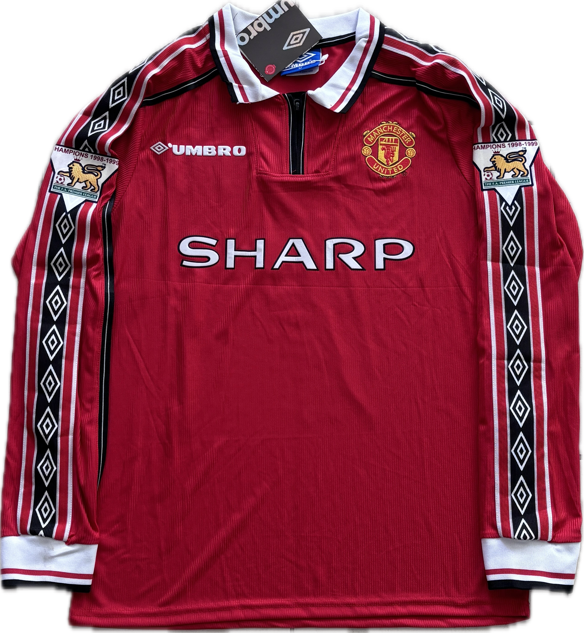 Vintage David Beckham #7 Manchester United 98/99 Umbro Red Long