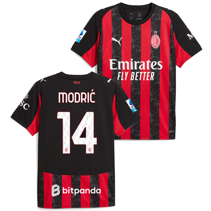 ACミラン 25-26 ホーム 半袖 ユニフォーム No.14 モドリッチ+セリエA