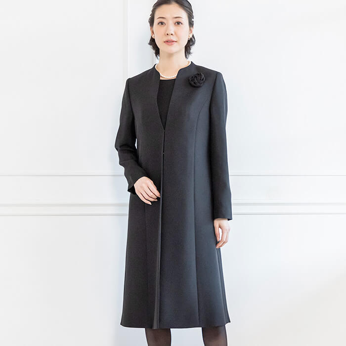 ロングジャケットのアンサンブル 9号・ブラック｜東京ソワール