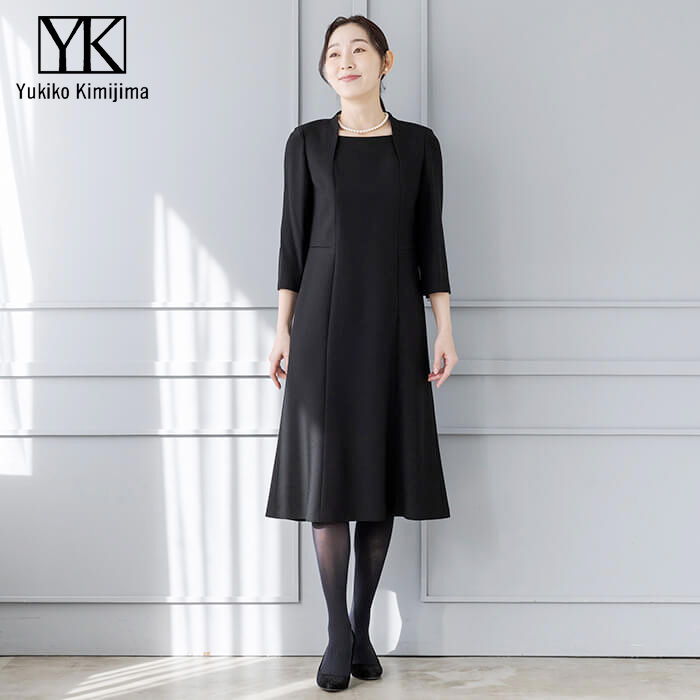 WEB限定|フリルカラーのアンサンブル 9号・ブラック｜東京ソワール