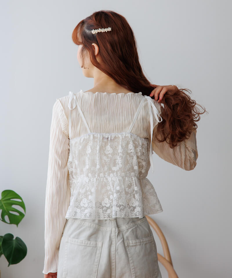 pleats sheer top～ﾌﾟﾘｰﾂｼｱｰﾄｯﾌﾟ | flower／フラワー公式通販