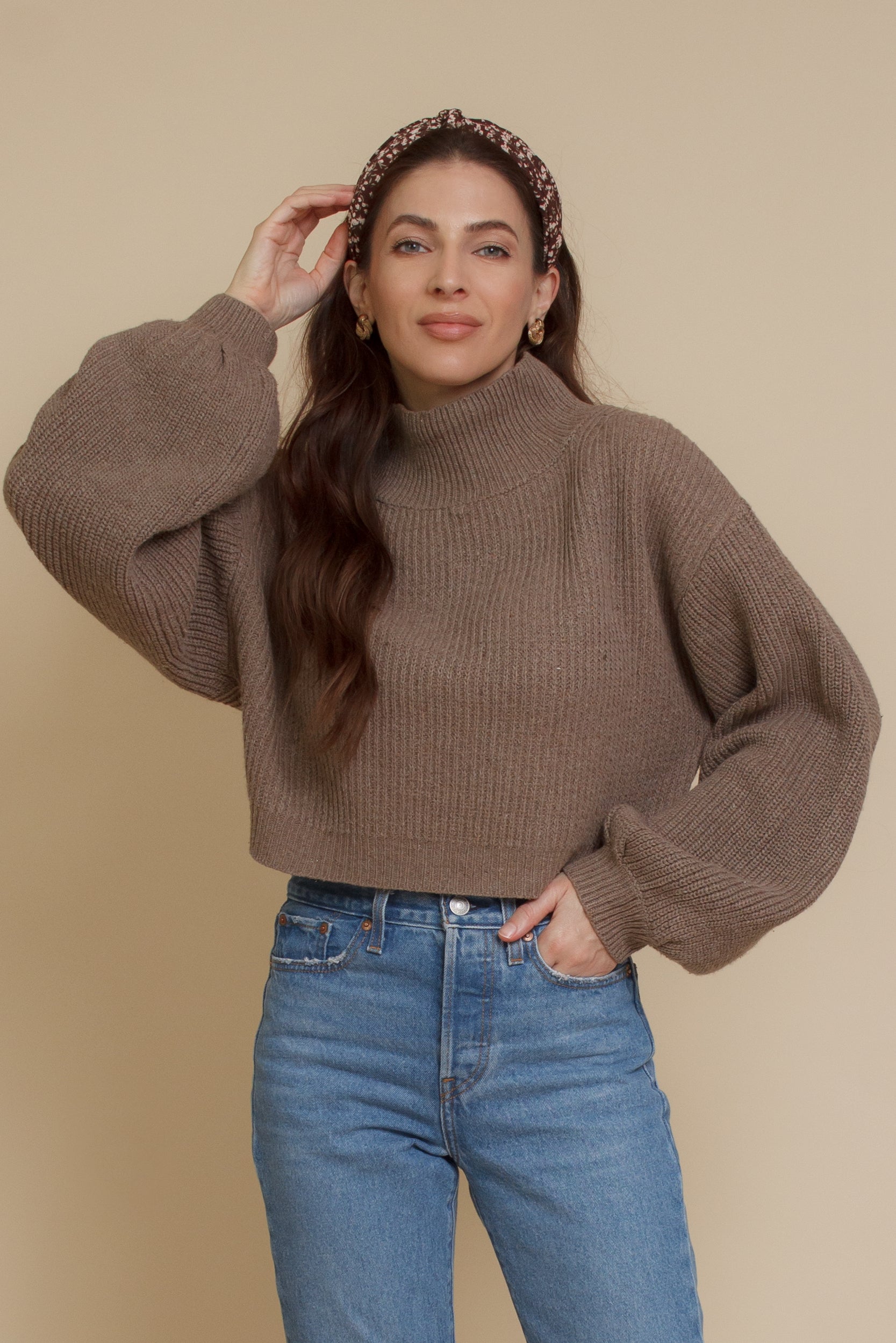 POL Balloon Sleeve Cropped Sweater – Franklin Sunset