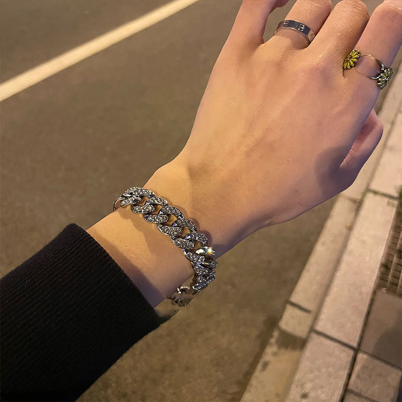 ブレスレットメンズ キュービックジルコニア装飾チェーンブレスレット