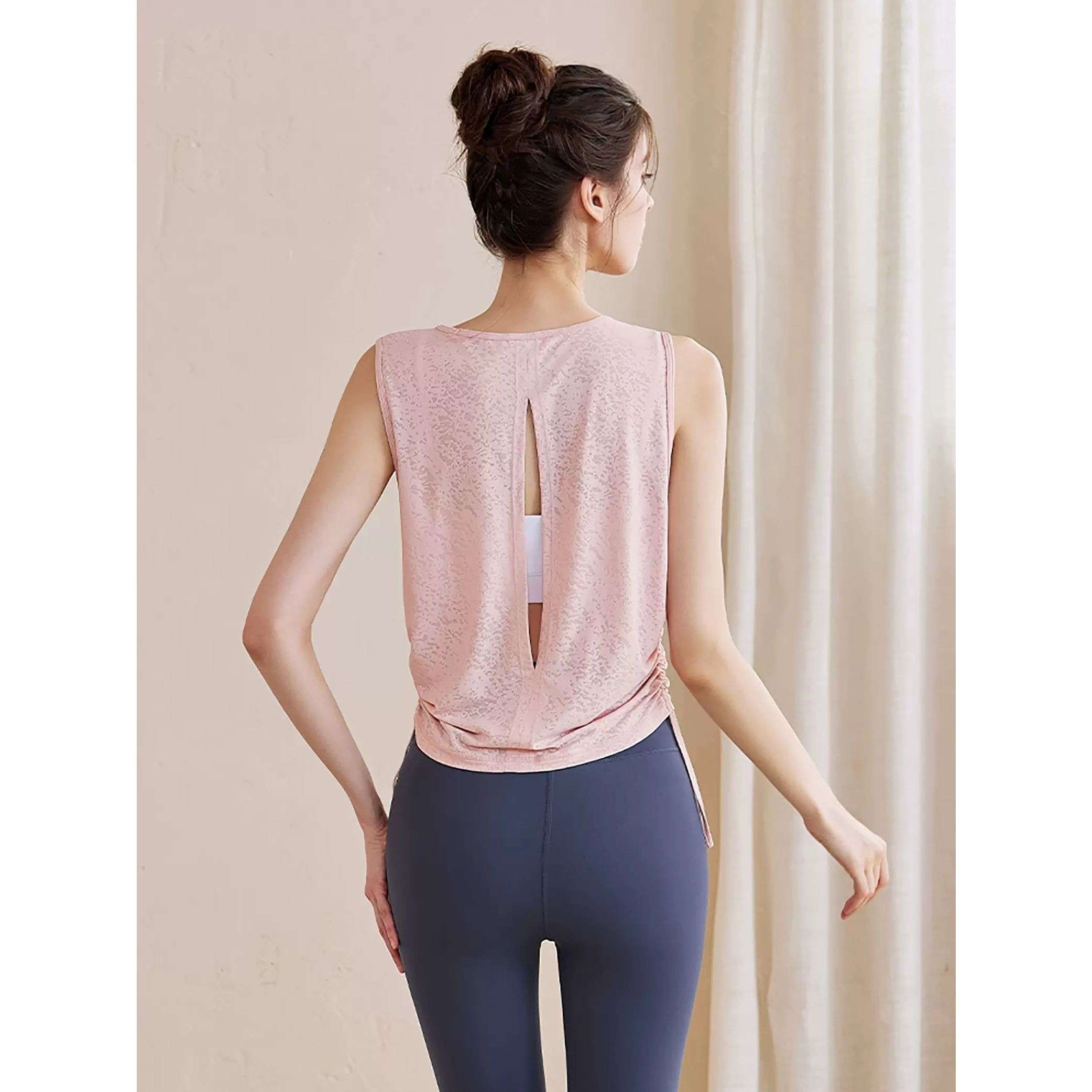 ヨガウェア 背中開きストレッチヨガタンクトップ タンクトップ