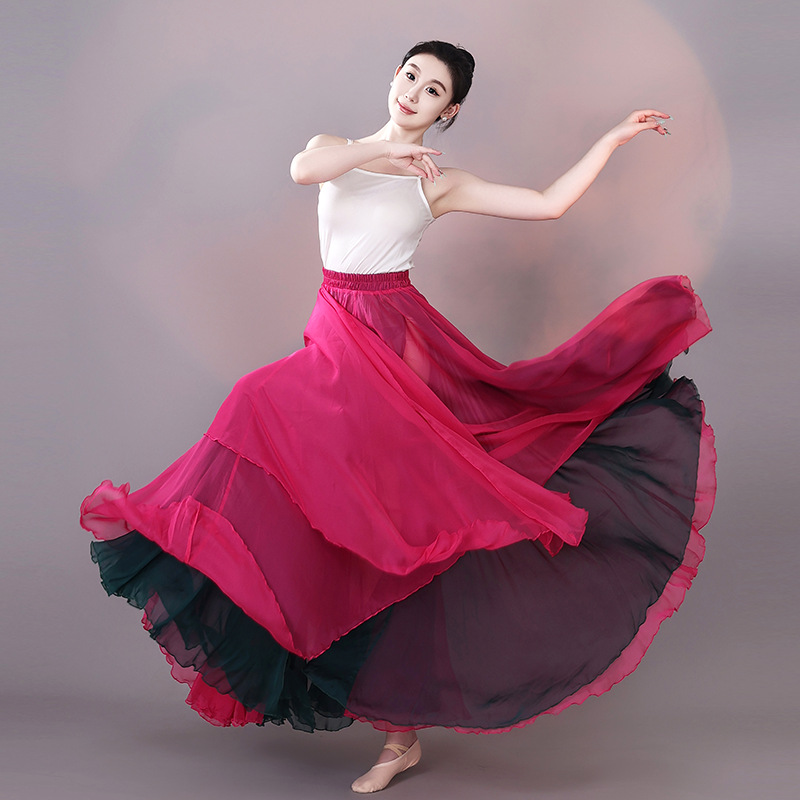 二重層シフォン大回転スカート練習用ドレス 練習着|社交 ダンス ドレス