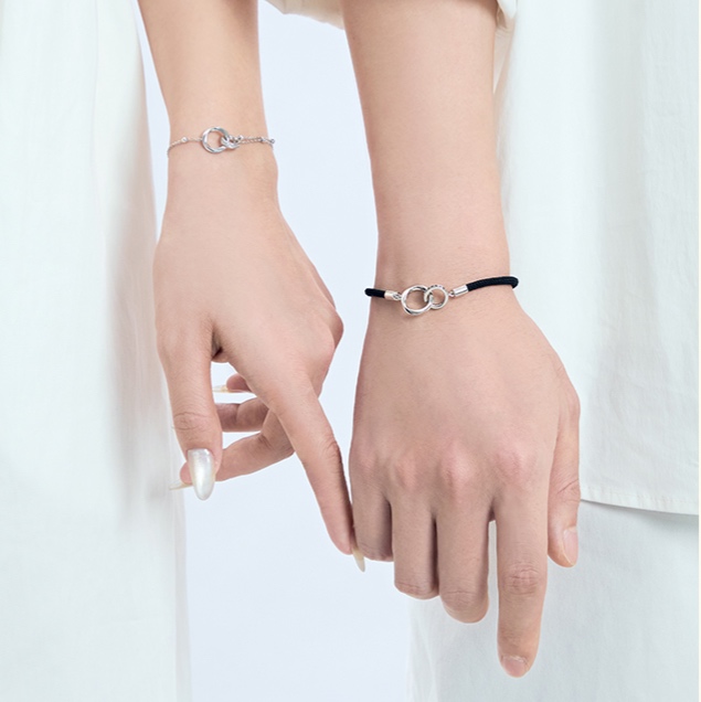 ペアブレスレットセット リングモチーフ シルバー|ペアブレスレット