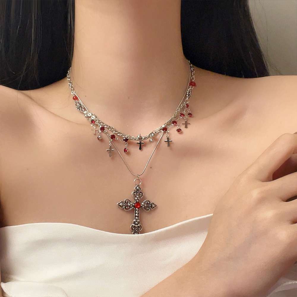 パンクファッション 十字架のきらめき ゴシックネックレス ネックレス