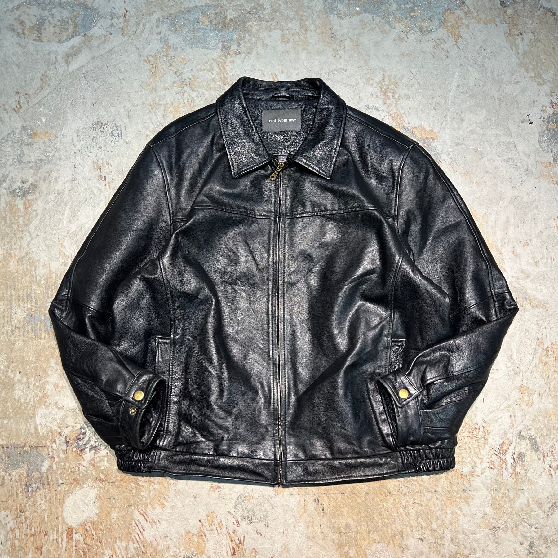 3195 古着 croft&barrow/Leather jacket/ジップアップレザージャケット