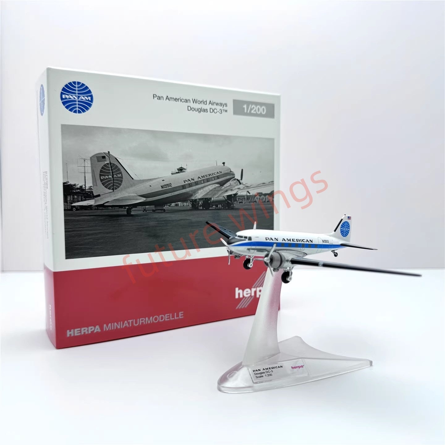 1:200 Herpa Wings PAN AM/Sabena/Swiss/Martin Air Douglas DC-3