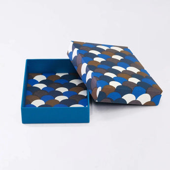 貼り箱ケース 青海波柄 手染め和紙 筆箱 日本製 幸せの文様シリーズ