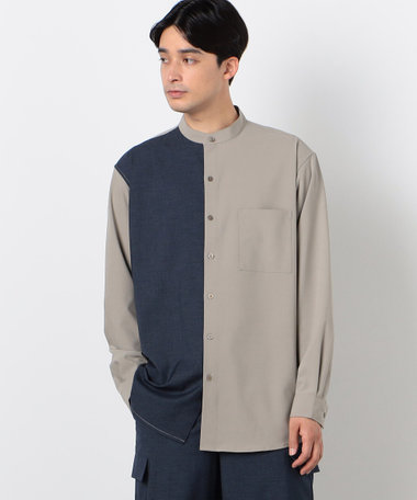 ウールライク バイカラー シャツ（長袖）（47-30II07-204