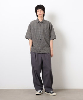 シアサッカーチェックシャツ（55-06HK32-205）｜パープル&イエロー