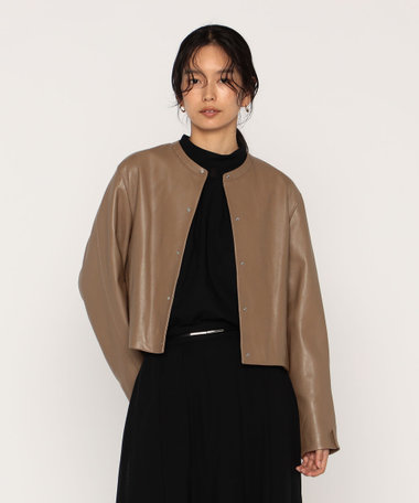 トルコラムレザー ノーカラージャケット（18-11LM01-205）｜（Maison