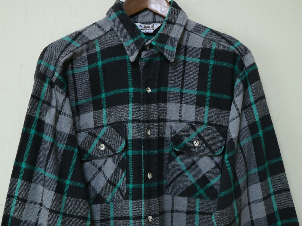 80s FIVEBROTHER ヘビーネル シャツ L MADE IN USA製 ヴィンテージ