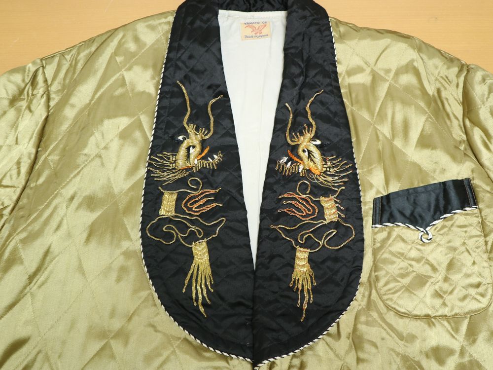 50s ビンテージ 中綿 キルティング スーベニア ガウン 昇り龍 龍
