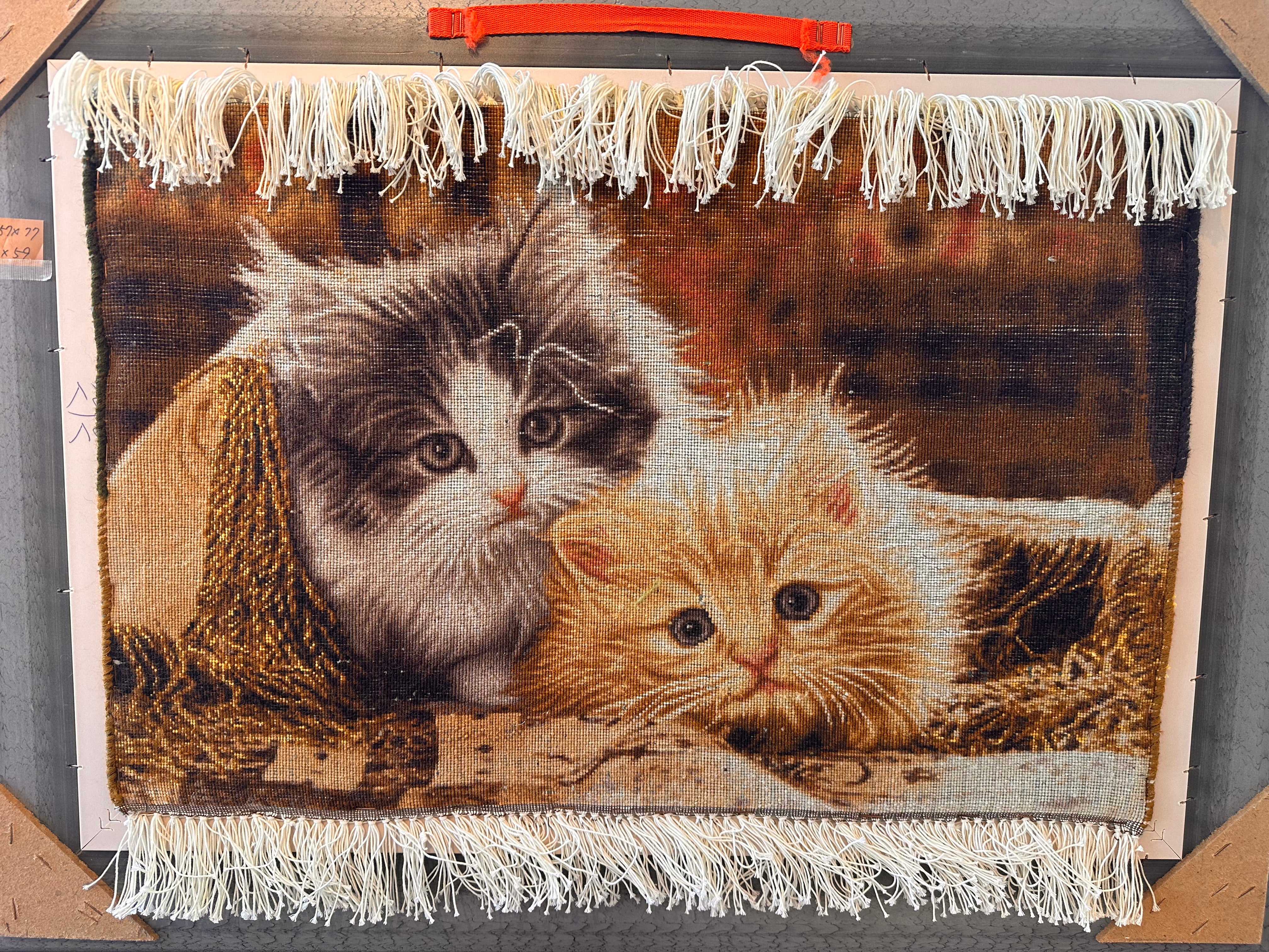 新着】ペルシャ絵画絨毯 [絨毯]39×59cm [額込]57×77cm 手織り(PPC-0107
