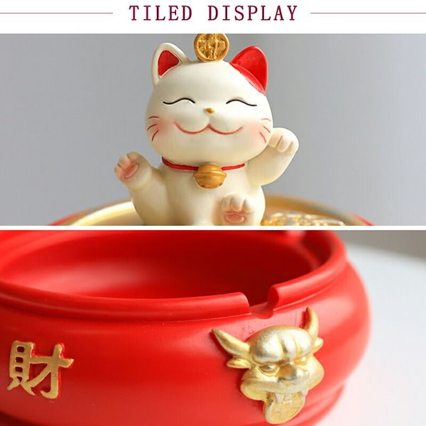 Qoo10] 売切必至陶器灰皿 財を招く 猫 縁起がよ