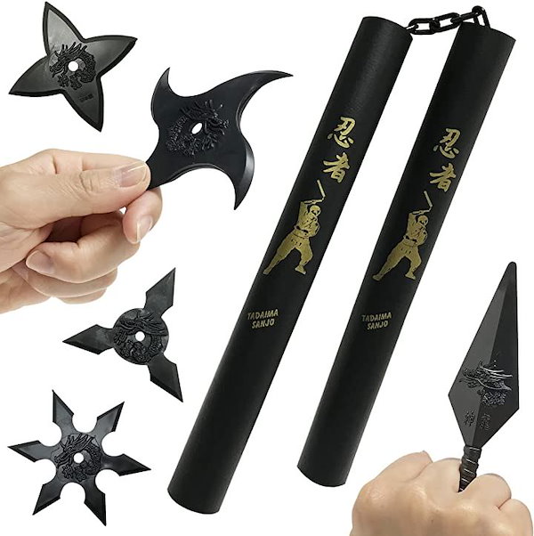 Qoo10] 忍者ヌンチャクセット 手裏剣 苦無 スポ