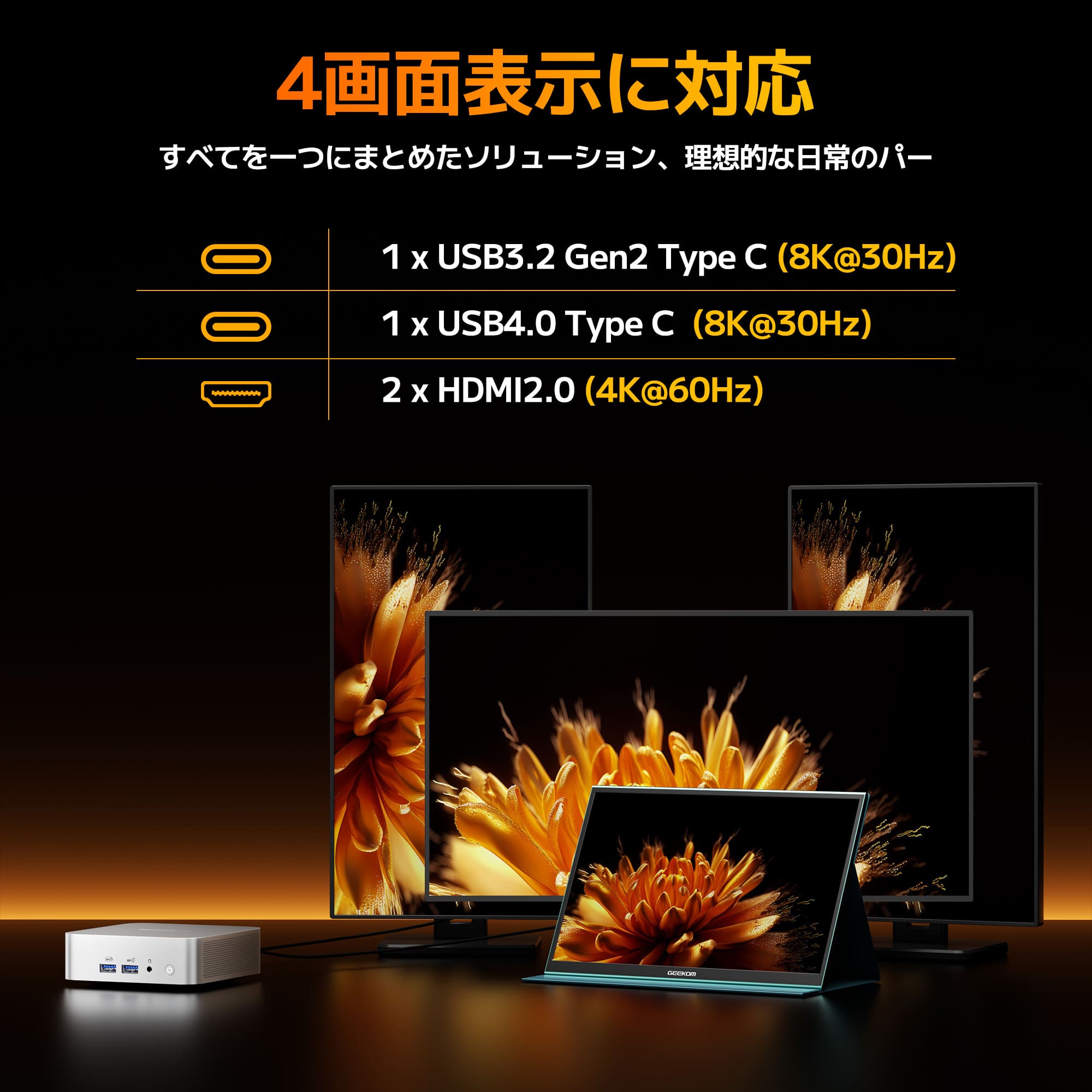 AI PC用NPUプロセッサー Ryzen 9搭載 A8ミニ PC｜GEEKOM（ギコム)