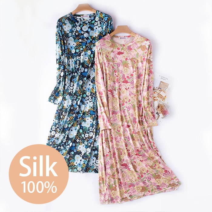 シルク長袖ワンピース | パジャマ｜「シルクの部屋」シルク製品の専門