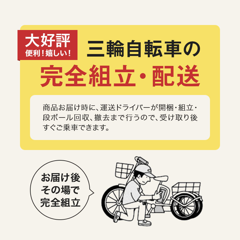 直送】 ノーパンク 電動 アシスト 三輪自転車 組み立てサービス付き