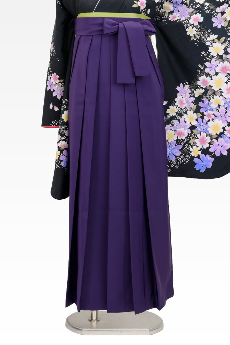 着物】黒地袖ｻｸﾗ+【袴】ムラサキ│ネットで簡単・便利に☆袴レンタルで