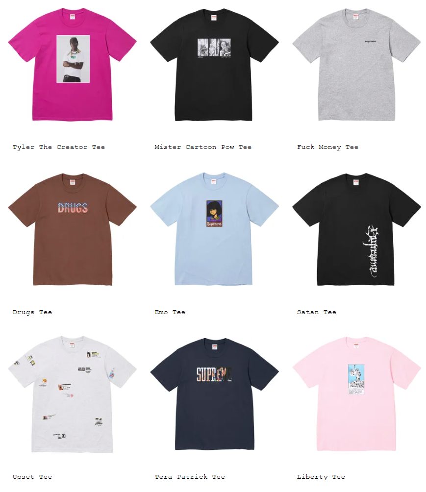 Supreme 24FW 24AWのTシャツ一覧 | God Meets Fashion