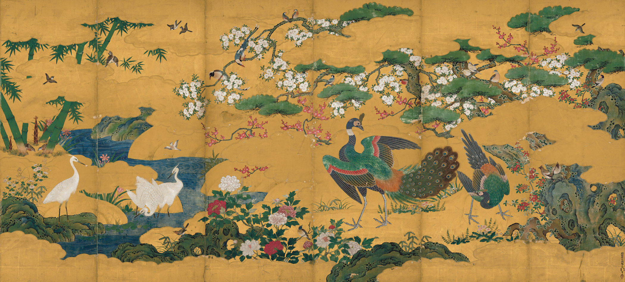 四季花鳥図屏風｜作品紹介｜キヤノン 綴プロジェクト｜キヤノングローバル