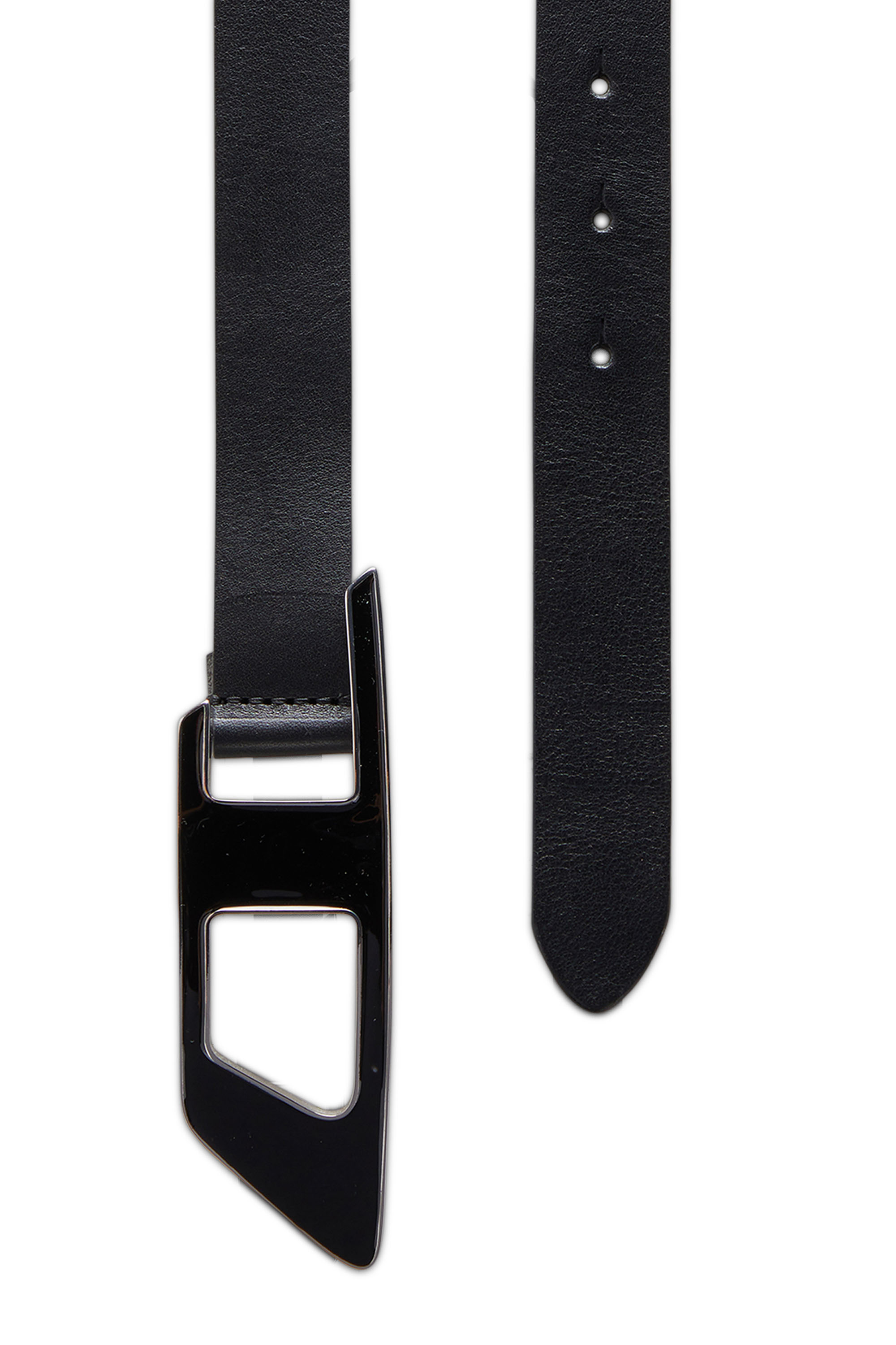 Women's 2.5cm leather belt with enamelled d buckle | Black | Diesel
