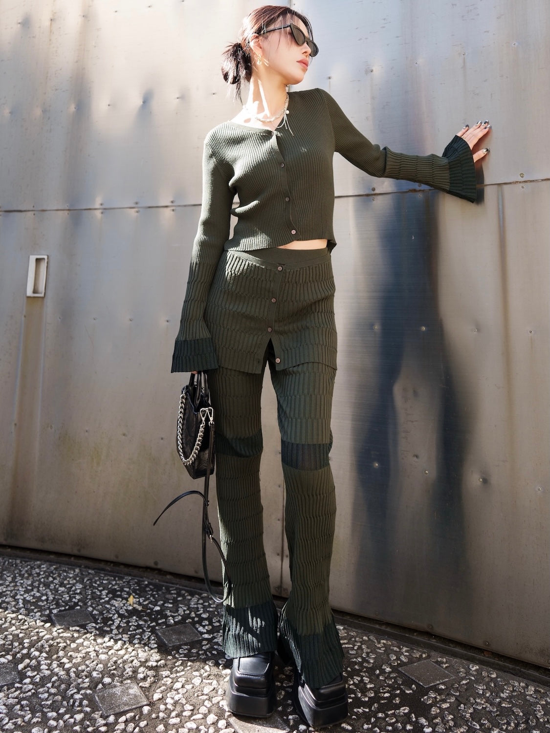 Multi シアー Ribニット セットアップ