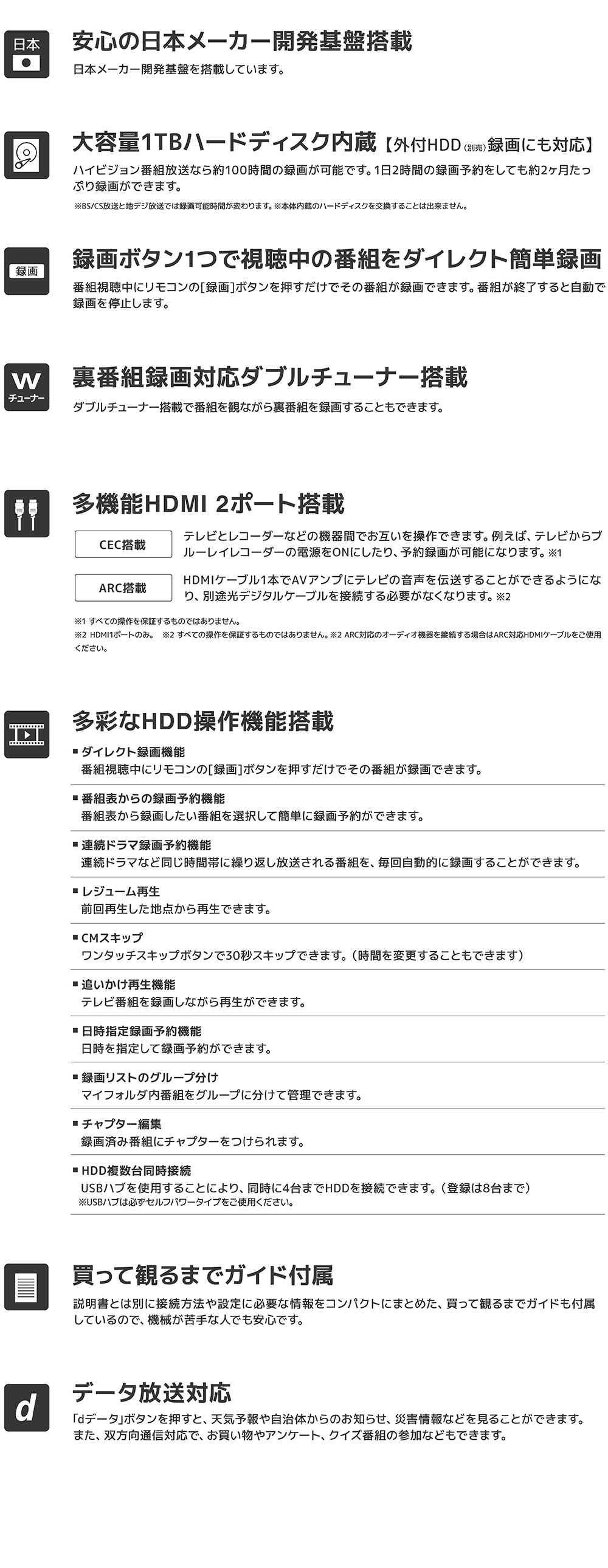 32V型1TB HDD＆Wチューナー搭載 地上波・BS・CSデジタル液晶テレビ