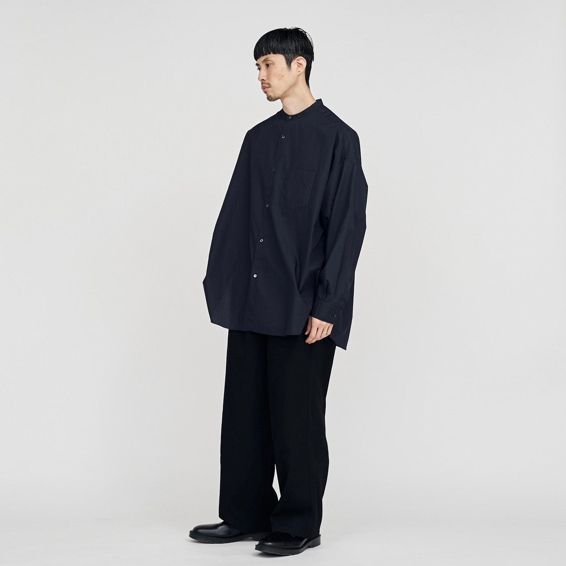 BASIC] Broad L/S Oversized Band Collar Shirt – Graphpaper KYOTO