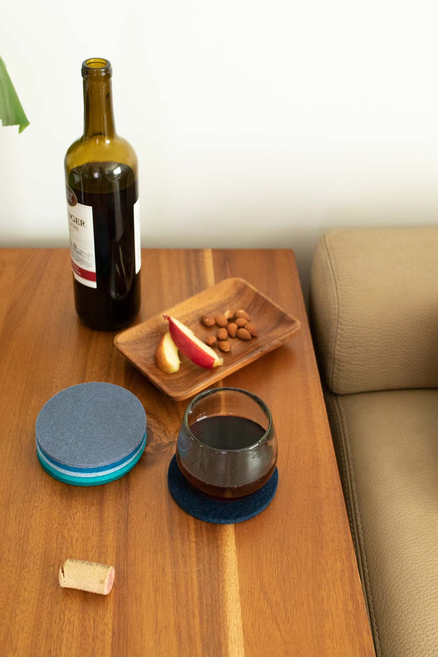 Merino Wool Round Coaster Multi 6 Pack in Ocean | Graf Lantz