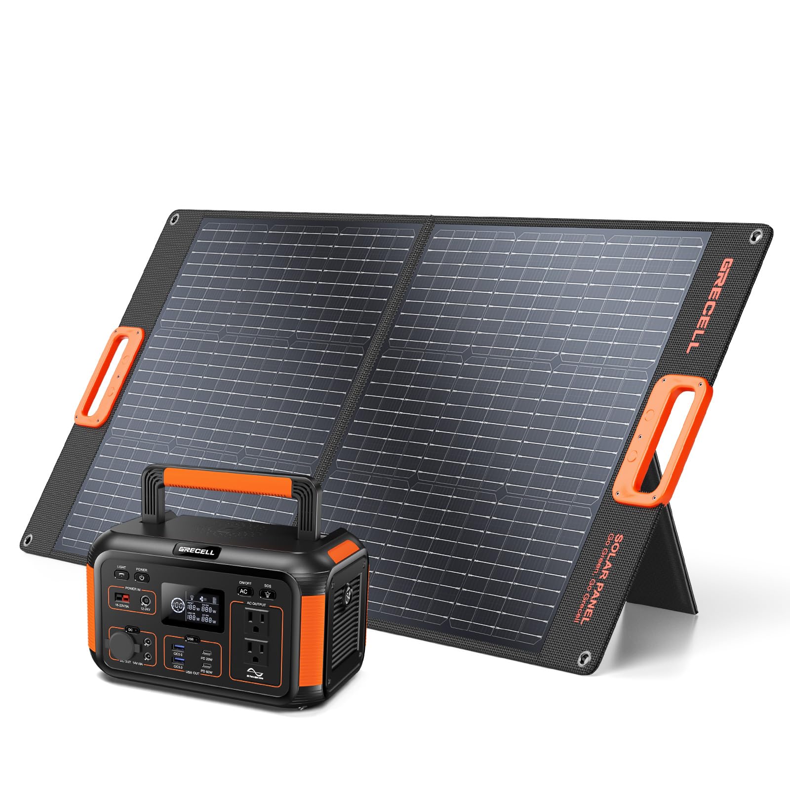 GRECELL Portable Power Station 500W Mini with Solar Panels