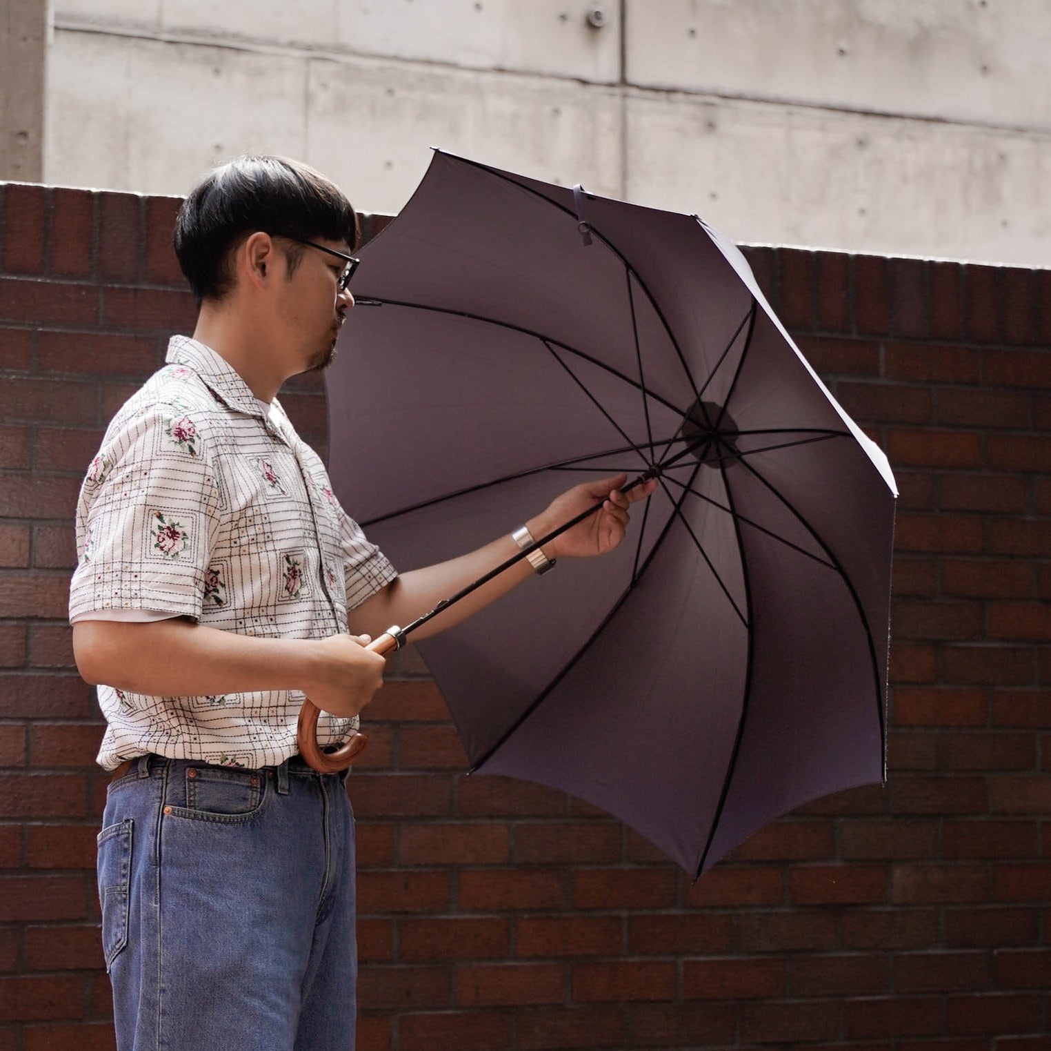 GT1 Hardwood | 長傘 | アーチ型ハンドル | ハードウッド| 晴雨兼用傘 (