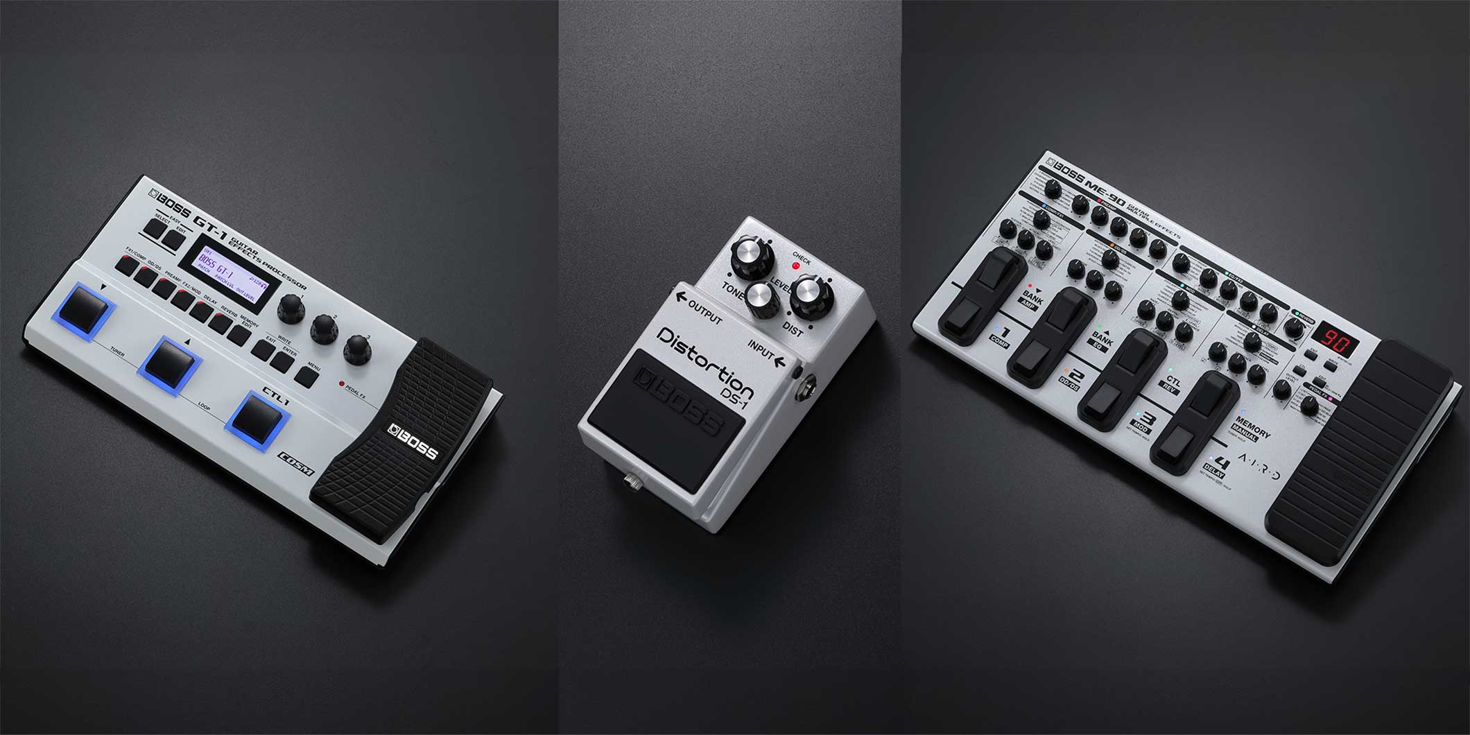 BOSS、限定生産カラバリのエフェクター3種を発売 DS-1、GT-1、ME-90の