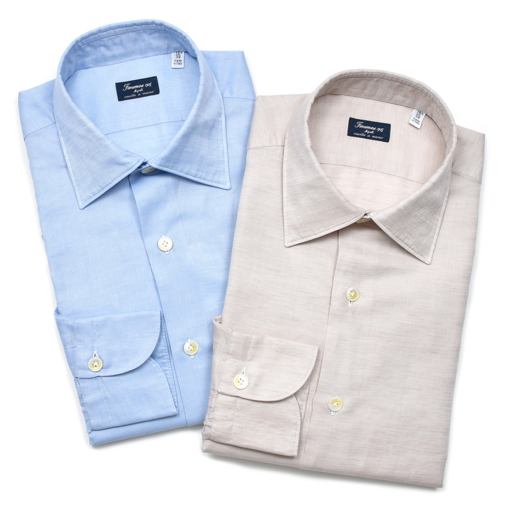 SALE】Finamore（フィナモレ）CARLO RIVA コットンリネンスラブシャツ