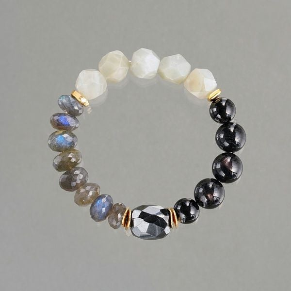 Amber × Tyger's eye × Smoky quartz bracelet /アンバー、タイガー
