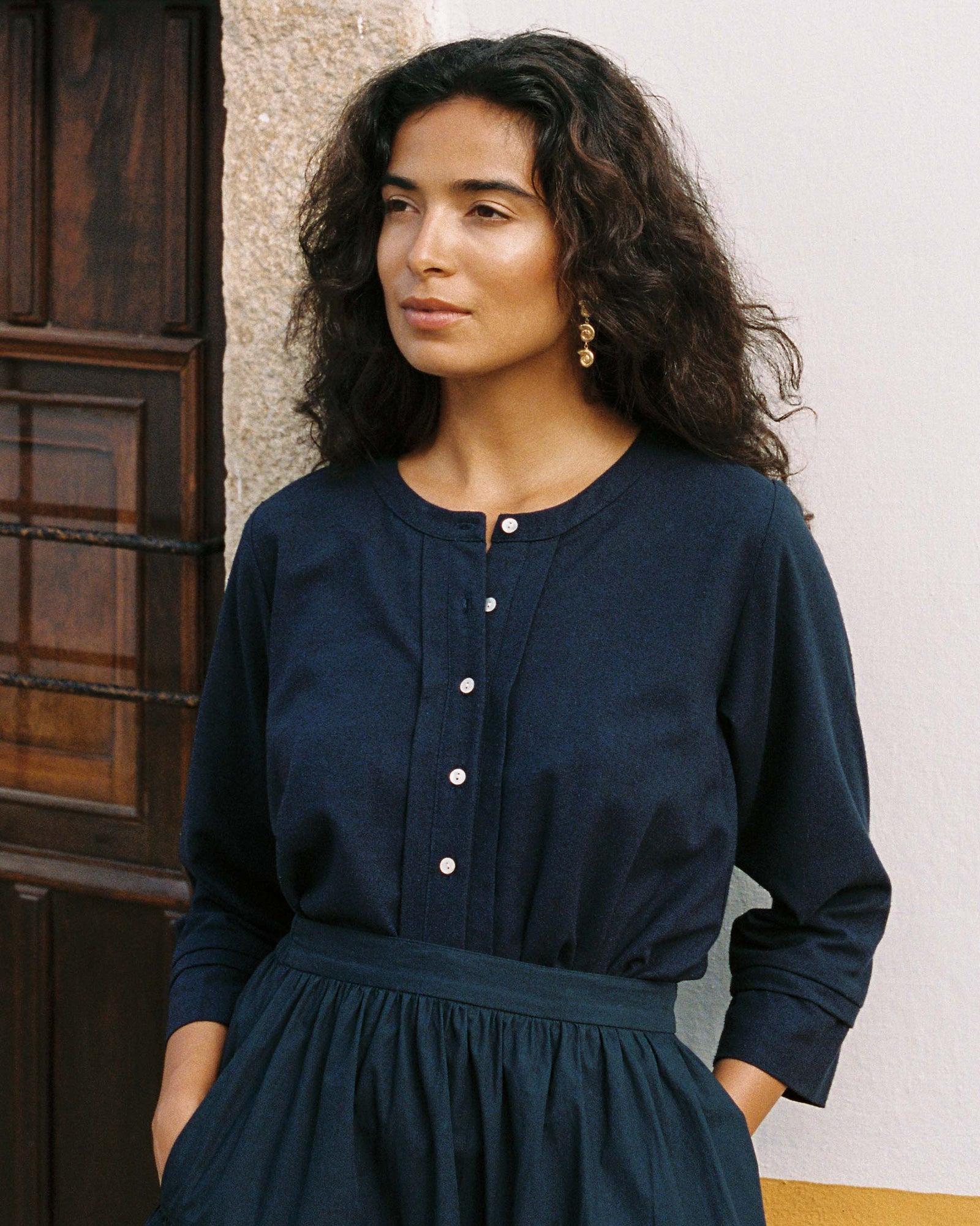 Lucia Blouse | Navy - harly jae