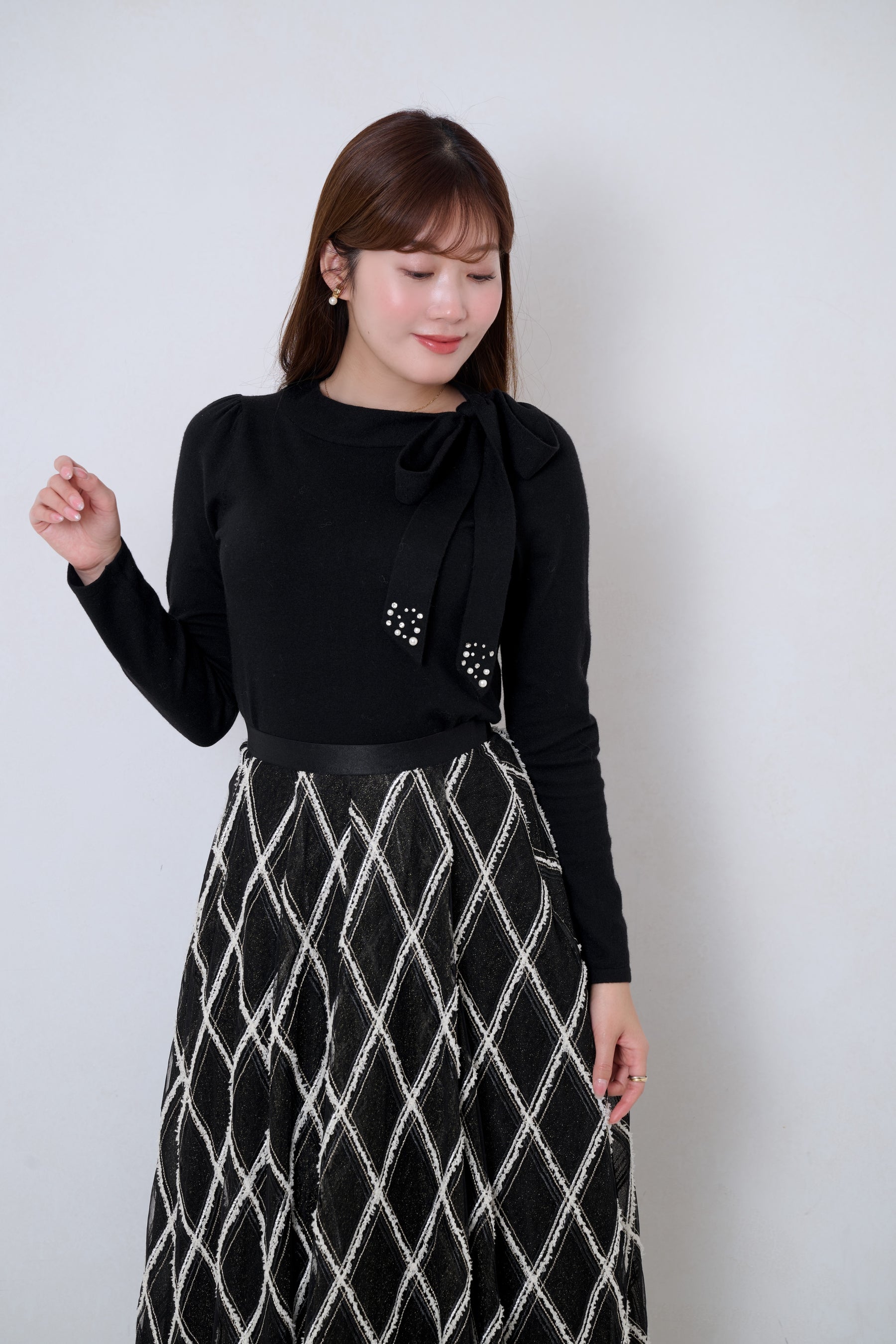 Bijou Ribbon-Tie Knit Top