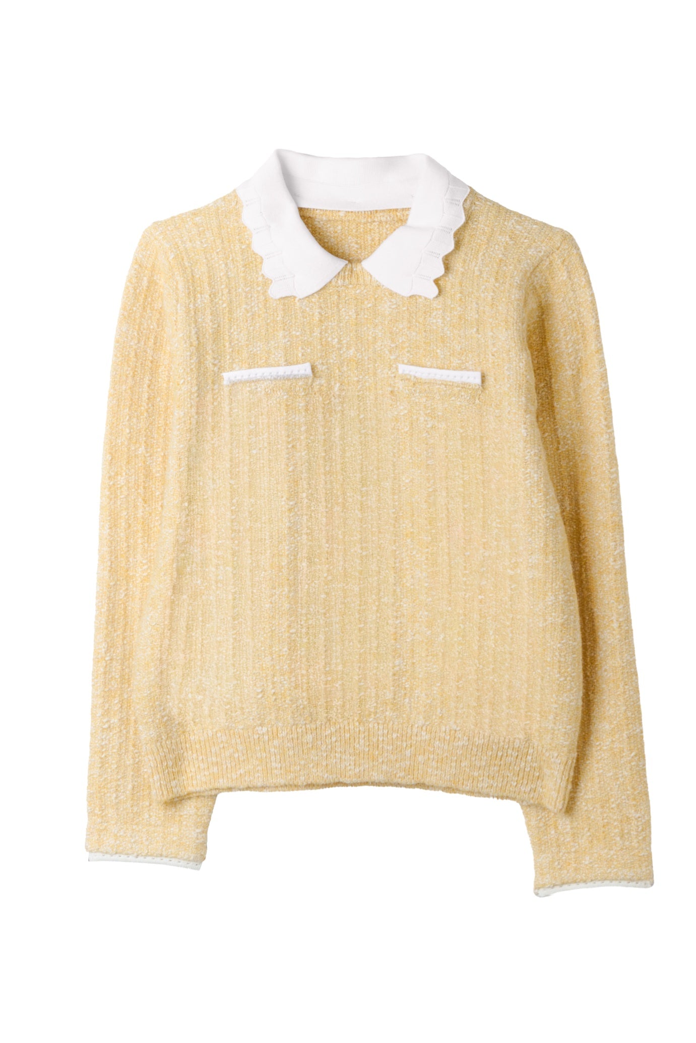 Petal-Edge Collar Knit Top