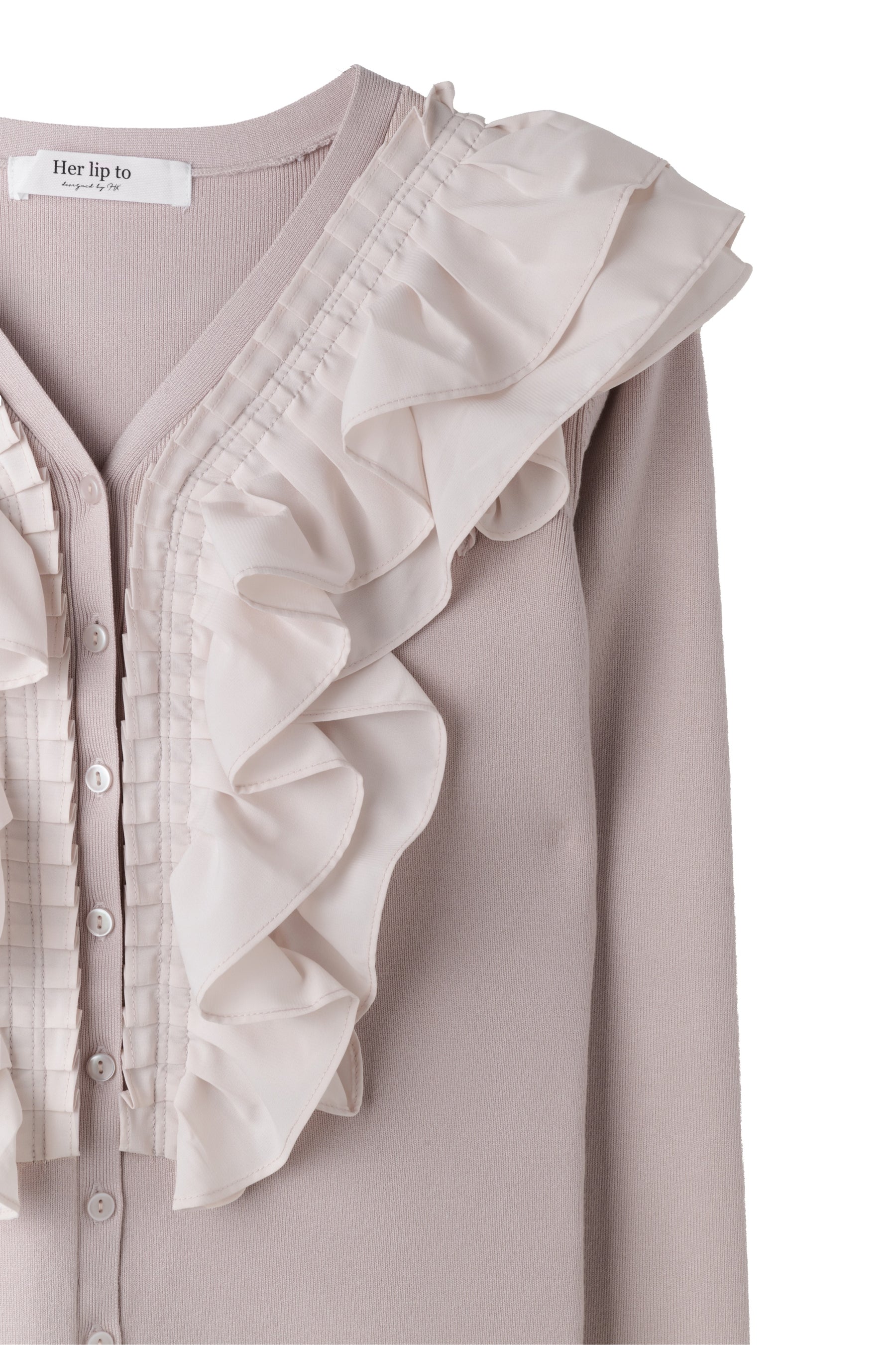 off white] Ruffle Pleated Knit Cardigan