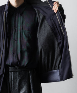 ANTHEM A / アンセムエー】FROSTING SATIN RIDING JACKET - NAVY