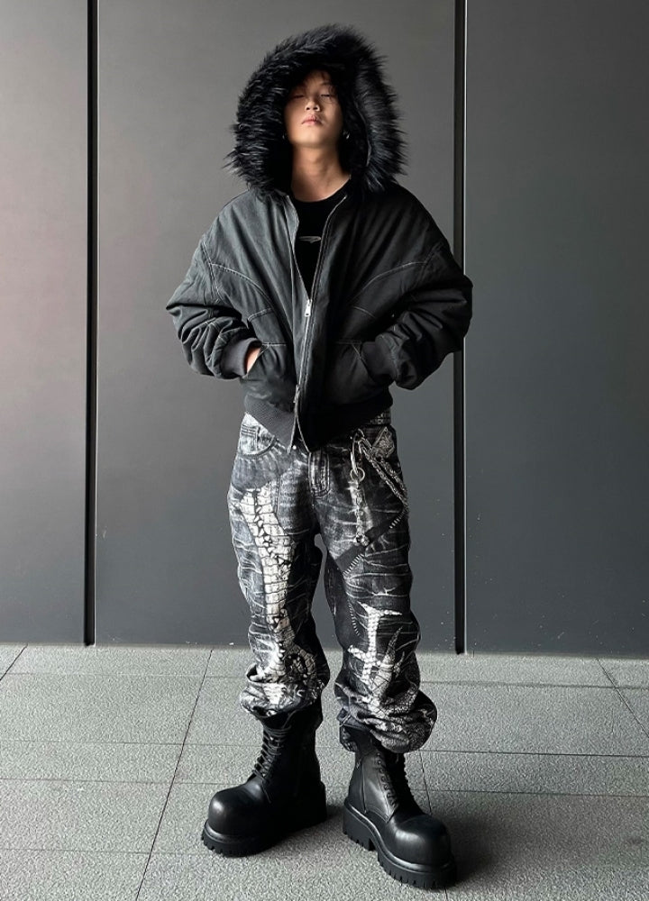 DARKFOG】Fur hoodie design Y2K style tight silhouette jacket