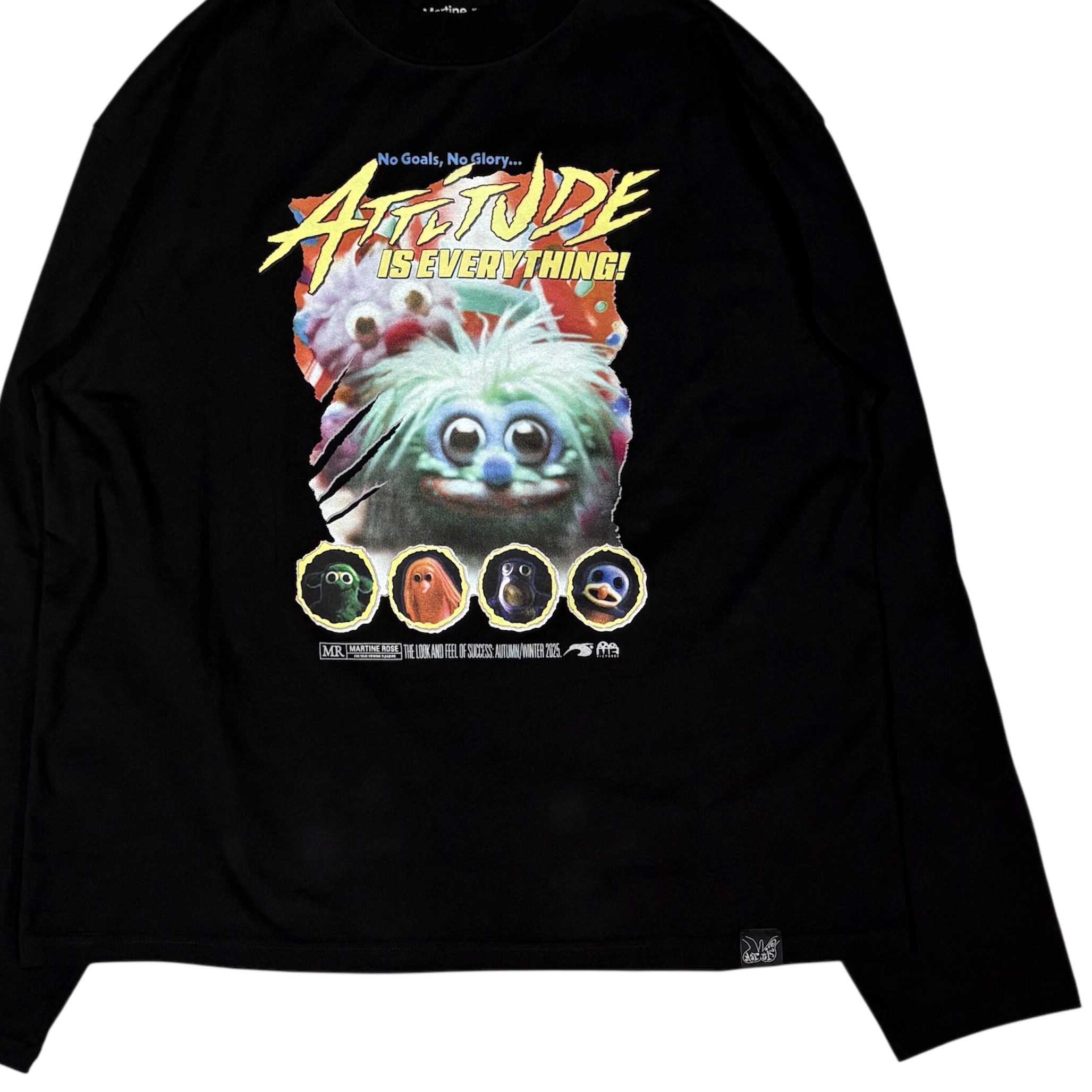 2025-26AW Martine Rose FUNNEL NECK L/S T-SHIRT - BLACK FUZZIES