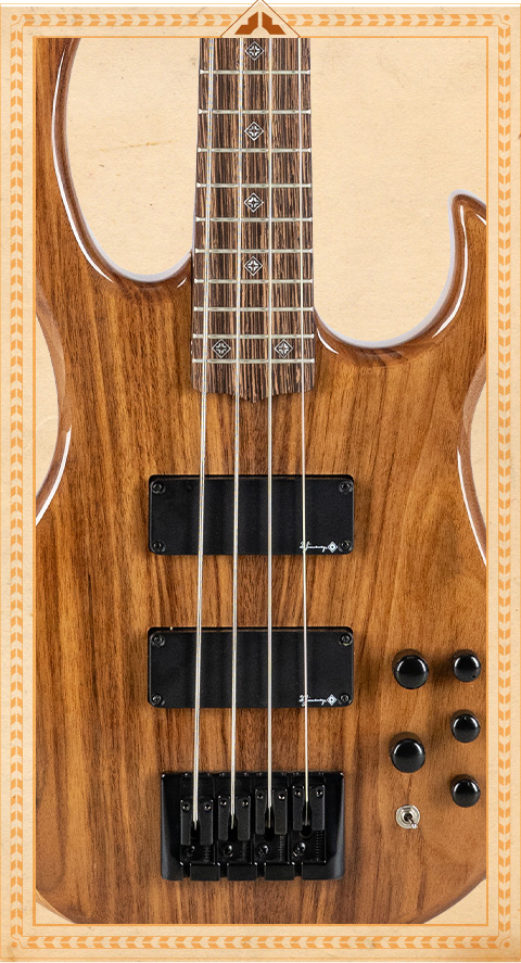 LBS4-WT Camaleón 4 String Bass Guitar, Glossy Natural Walnut | H